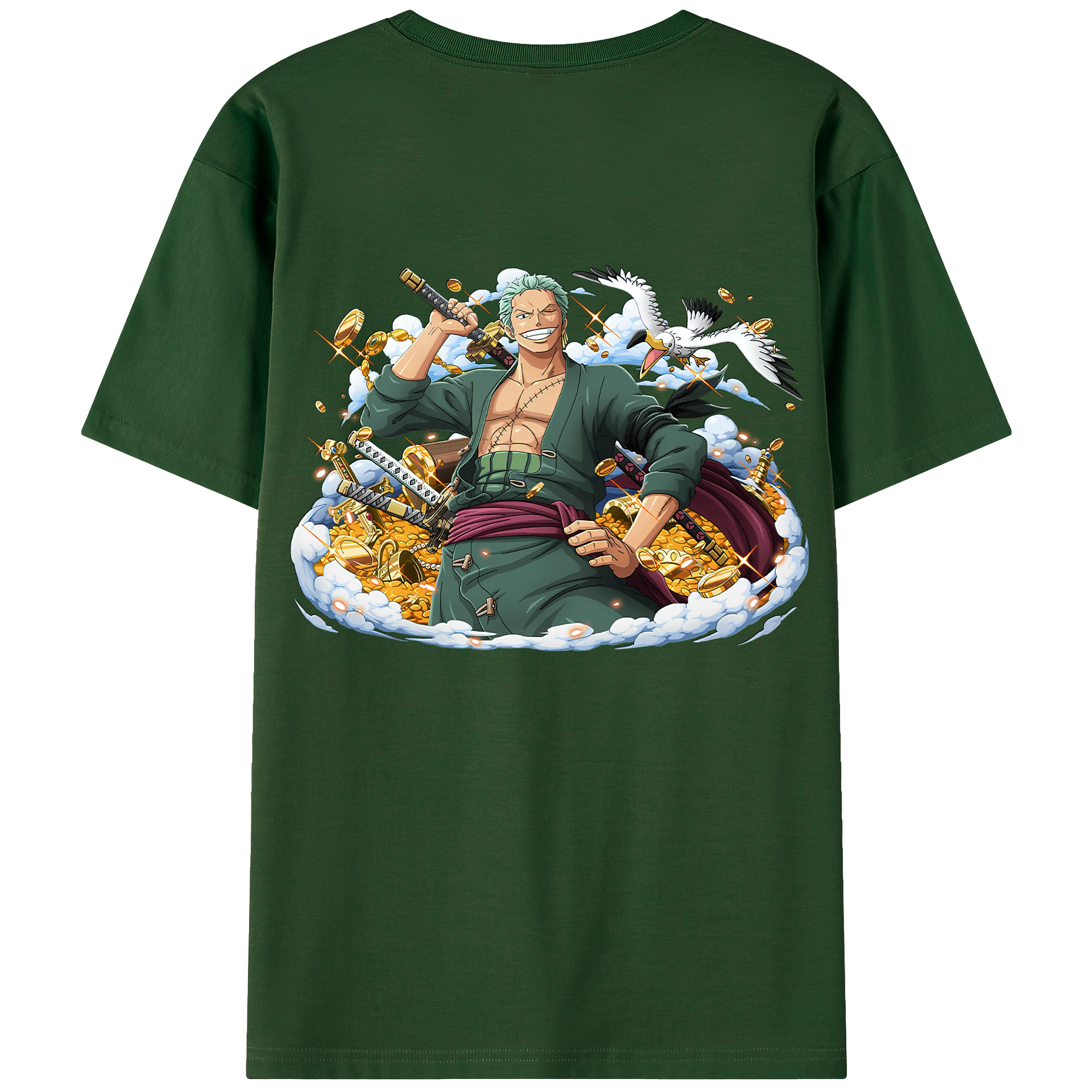 ワンピース ロロノア・ゾロ ONE PIECE Roronoa Zoro 綿100％半袖Tシャツ（背面プリント）